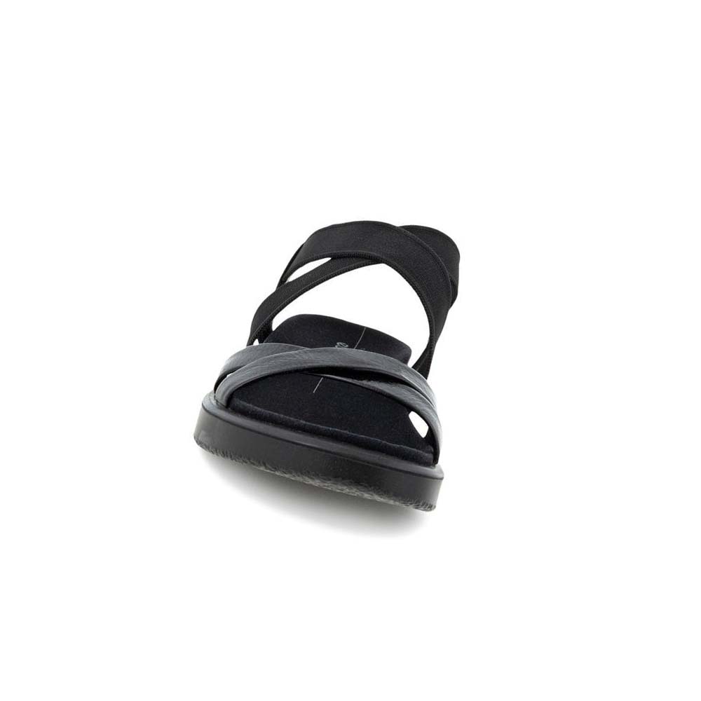 Women's Ecco Flowt Flat Strappys Sandals Black | SG 181FDN